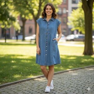 Universal Thread Blue Button-Down Midi Dress